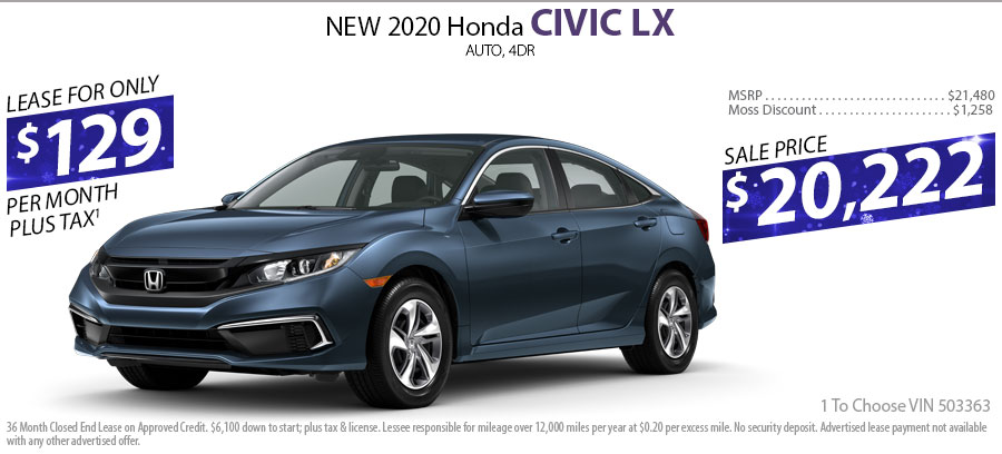 NEW 2020 Honda Civic LX Sedan Automatic