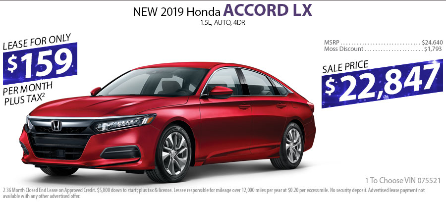 NEW 2019 Honda Accord 1.5L LX Sedan Automatic