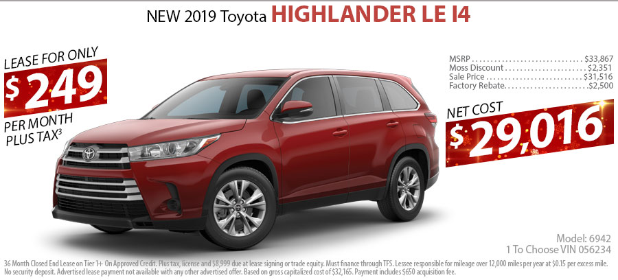 NEW 2019 Toyota Highlander LE I4