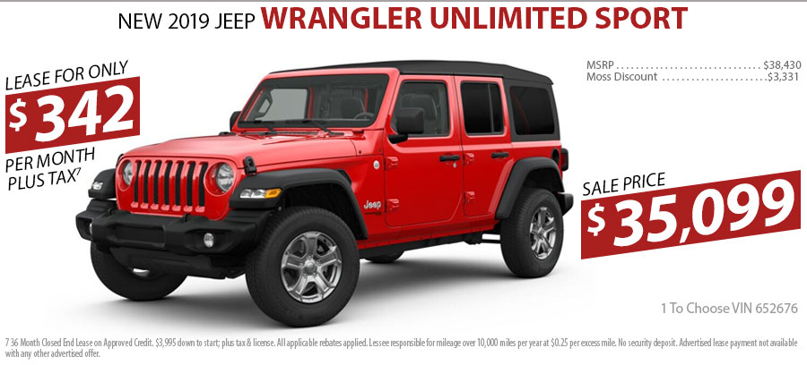 NEW 2019 Jeep Wrangler Unlimited Sport